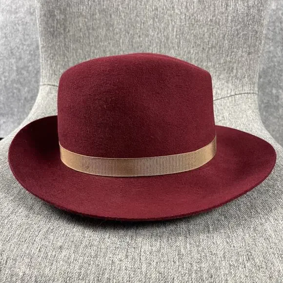 Goorin Bros Priscilla Lane Wool Fedora Hat Womens Medium Brick Red USA Made - Picture 5 of 13